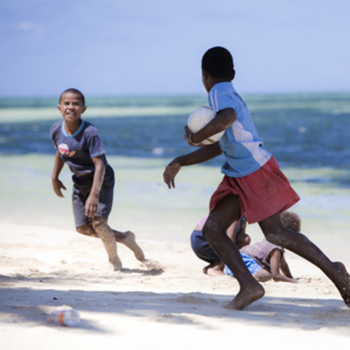 Kids on Pacific Ocean